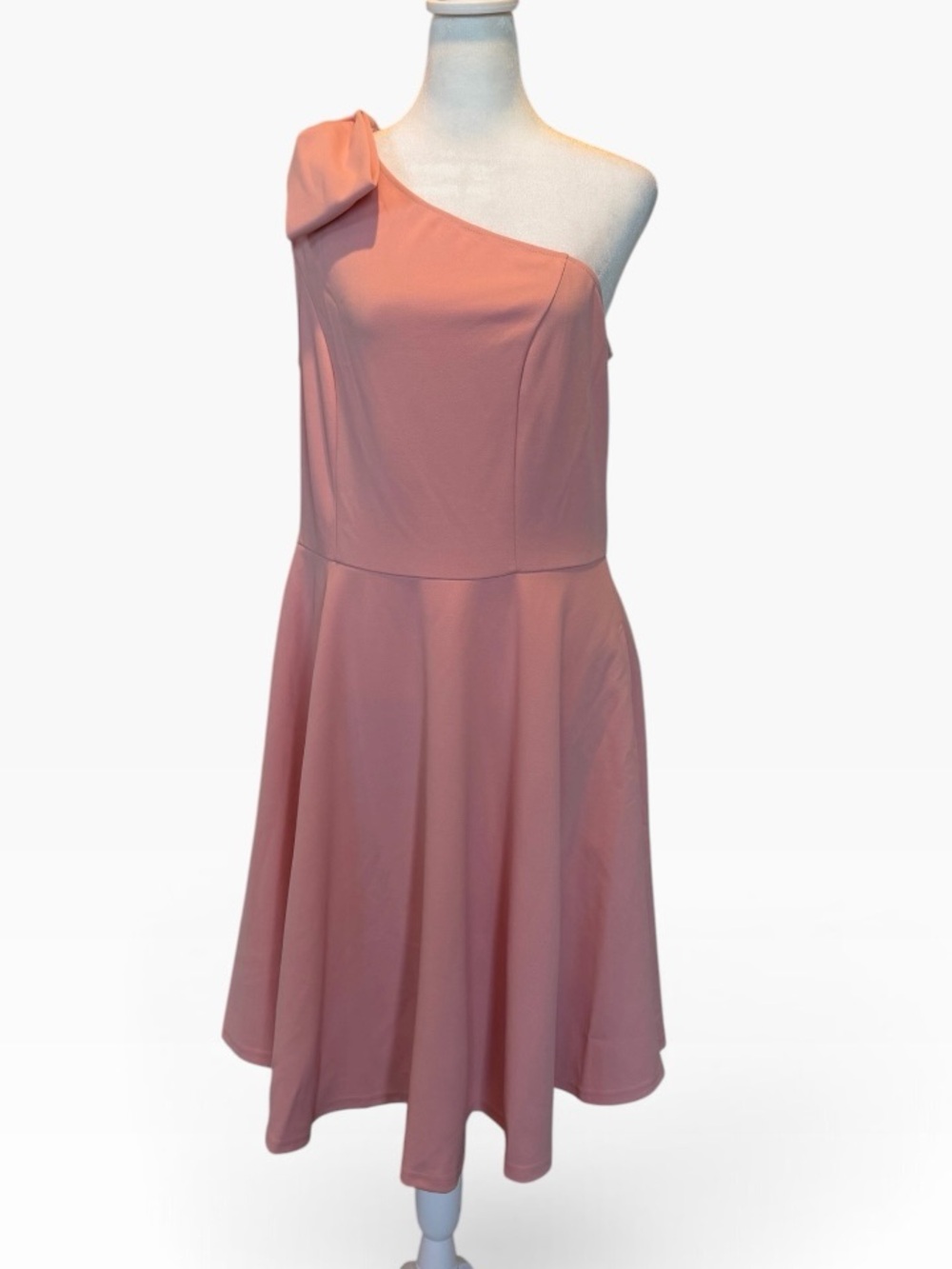 Allegra K One-Shoulder Bow Detail Bandeau Dress in Dusty Pink Sz L NWT